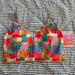 Kortni Jeane Large Patchwork V’d Crop Top NWT